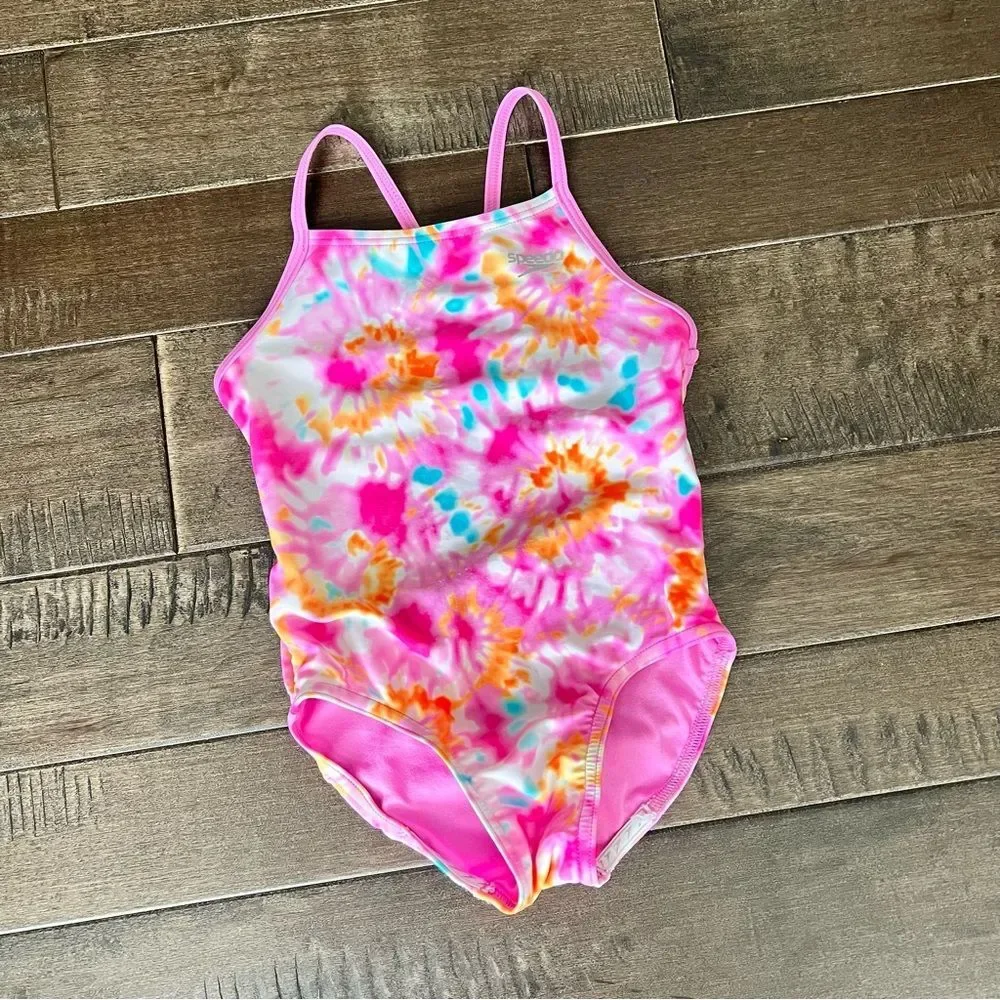 Speedo Swimsuit One Piece Tie Dye Girls Kids XS